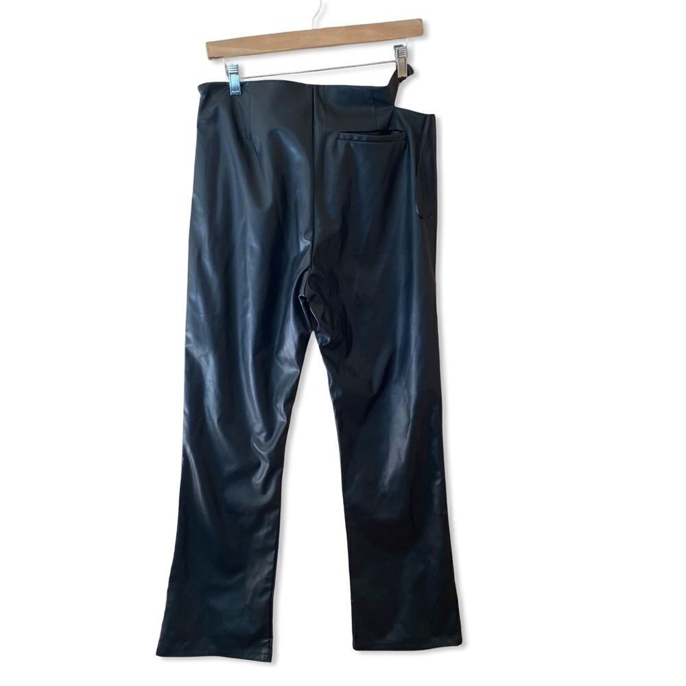 NWT Superdown kaitlyn faux leather pants black flares cut out Revolve L - Picture 7 of 10